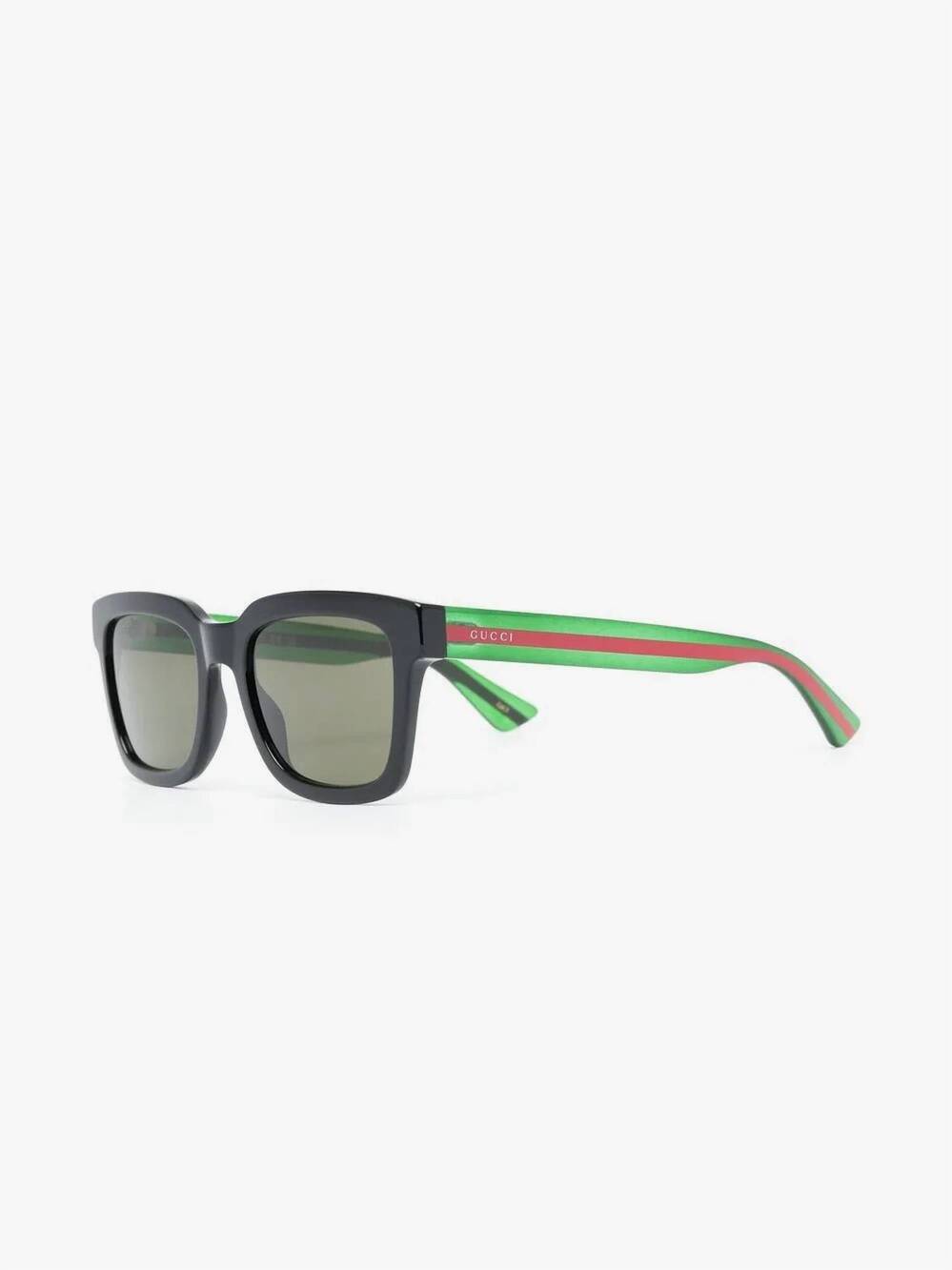 NEW GUCCI men's 0001sn wayfarer-frame sunglasses in black - green - red